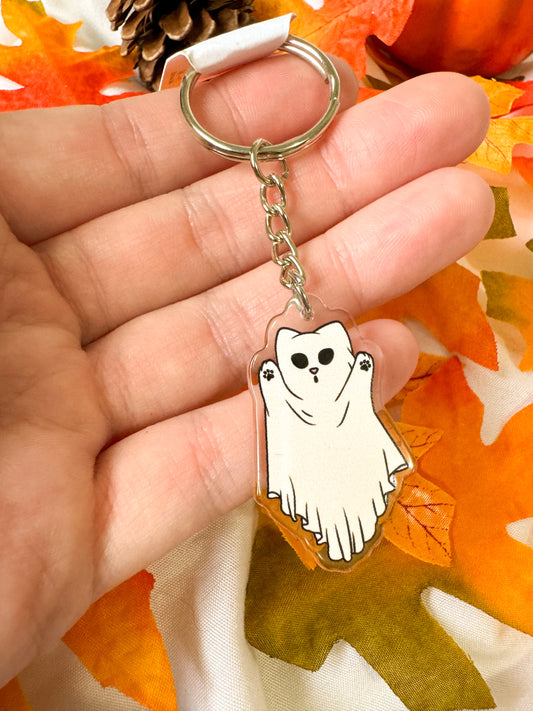 Ghost Cat Keychain